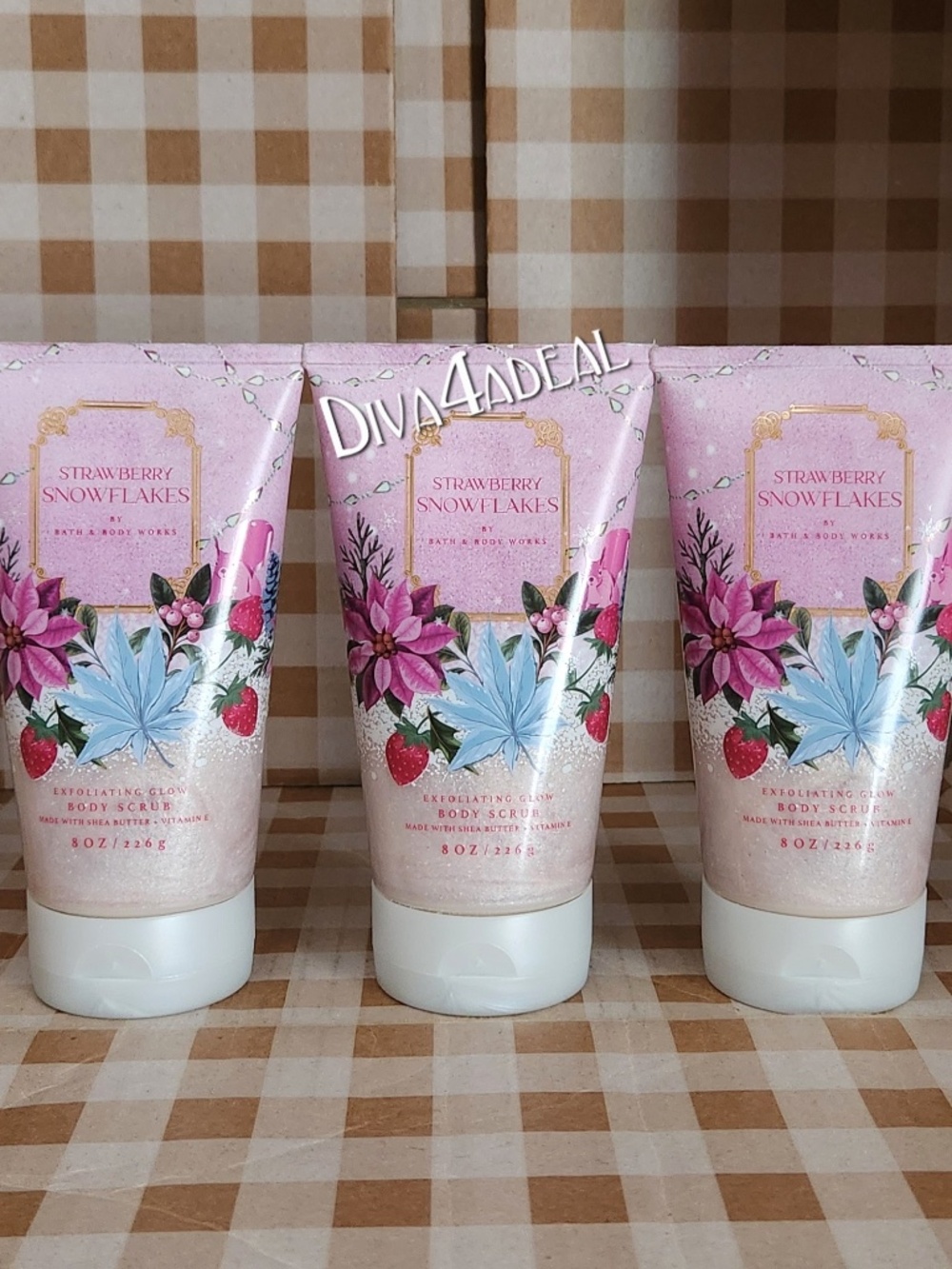 3X Bath & Body Works STRAWBERRY SNOWFLAKES Body Scrubs
